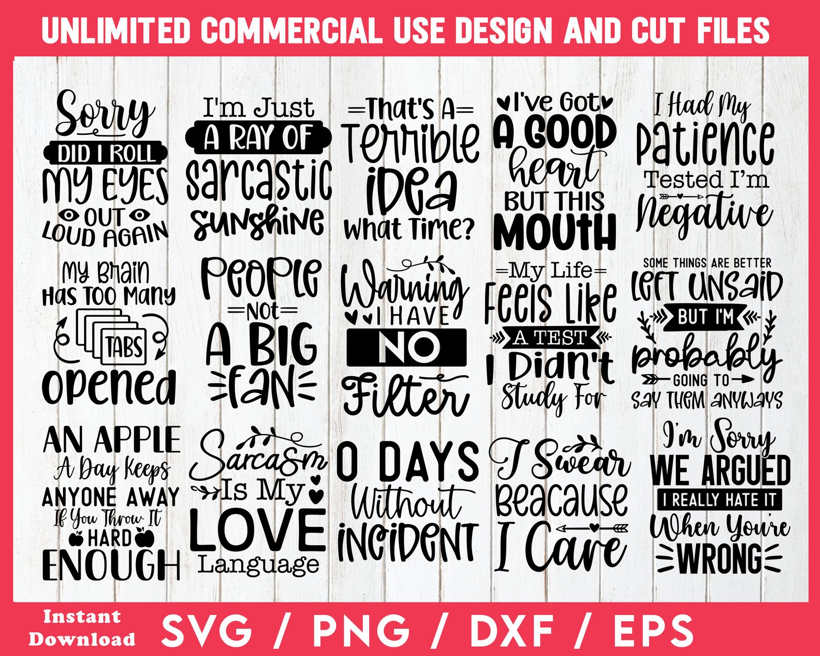 Sarcastic SVG and PNG designs 16 to 30